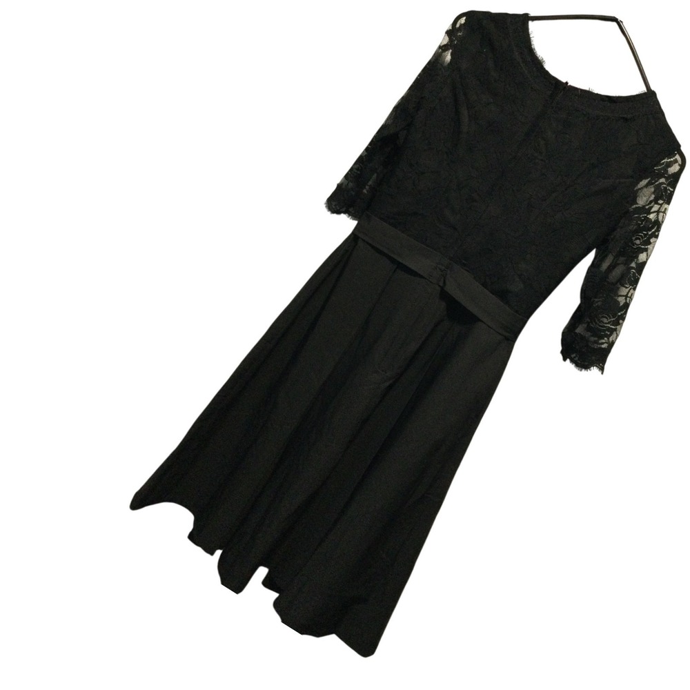 Black Lace Party‎ Dress Fit and Flare Cocktail Midi Evening